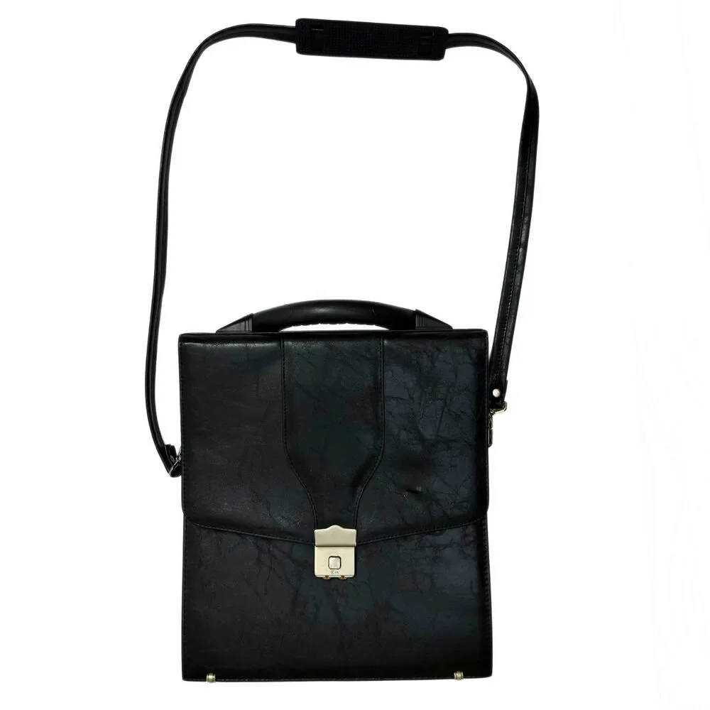 Turkish National Police Black Vertical Briefcase Crossbody Messenger Bag